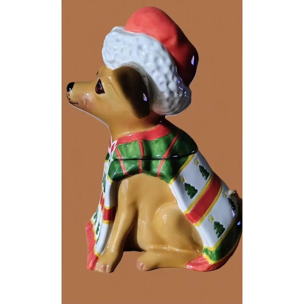 Vintage Clay Art Santa Chihuahua Cookie Jar #8865 Holiday Christmas W/Box 1999